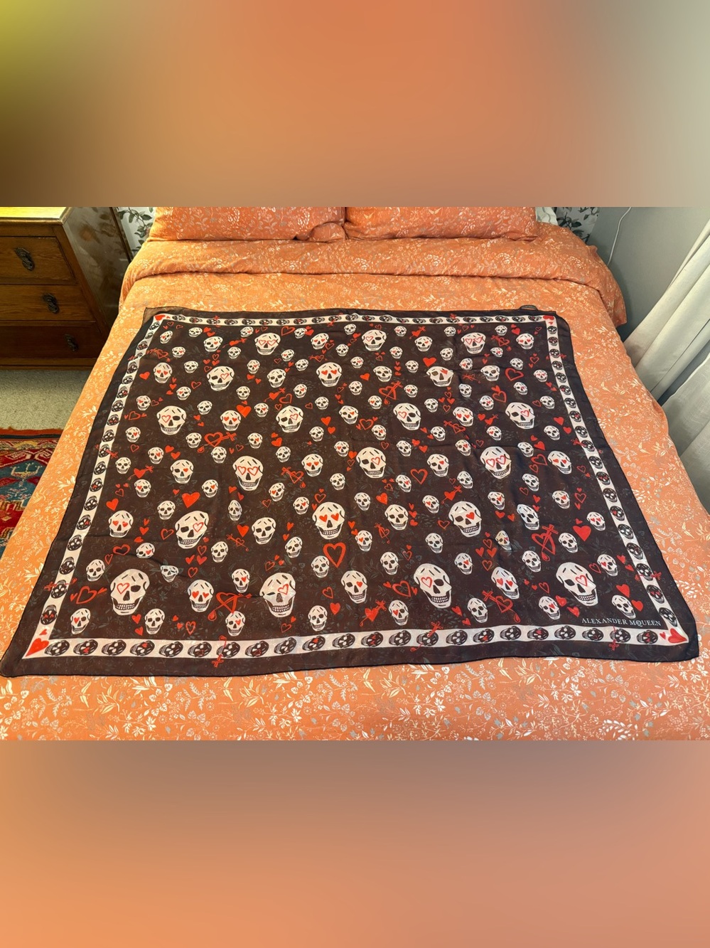 Gorgeous Alexander McQueen logo chiffon silk scarf - Picture 8 of 13